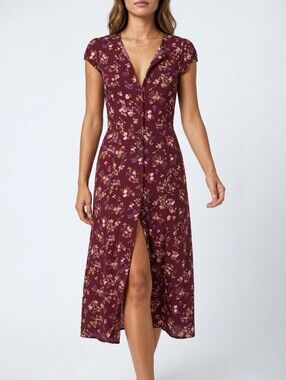 Reformation Fauna Midi Dress Chantelle Floral Button Down Cottagecore Size 4